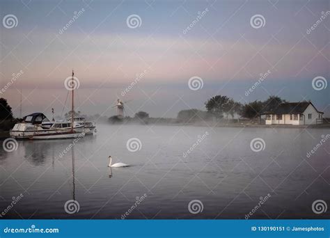 Morning Mist On The Broads Stock Image Image Of Mooring 130190151