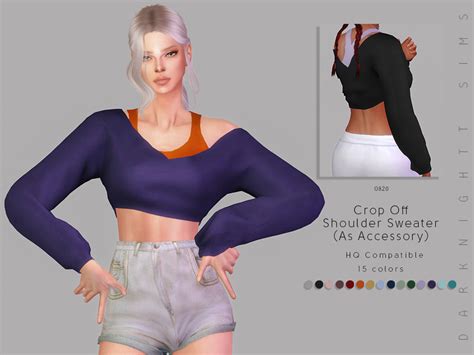 The Sims Resource Crop Off Shoulder Sweater Acc