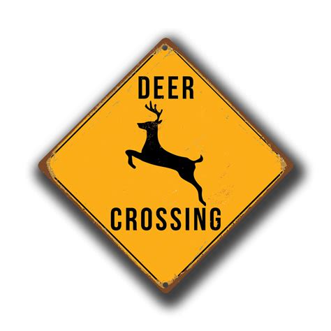 Deer Crossing Sign Yellow Deer Crossing Signs Classic Metal Signs