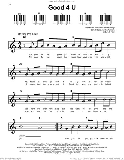 Good 4 U Beginner Sheet Music For Piano Solo Pdf