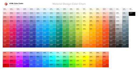 Material Design Color Chart Html Color Codes