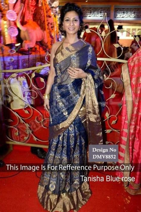 Tanisha Mukherjee Navy Blue Net Saree With Blouse Dmv8852 Wedding