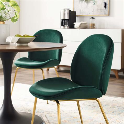 Scoop Green Velvet Gold Stainless Steel Dining Chair Las Vegas