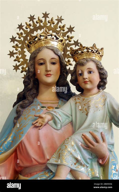 Mary Help Of Christians Statue In Parish Church Of The Sacred Heart Of