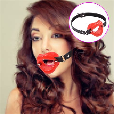 Pu Leather Lip Shape Open Mouth Blow Job Oral Fixation Lips Harness