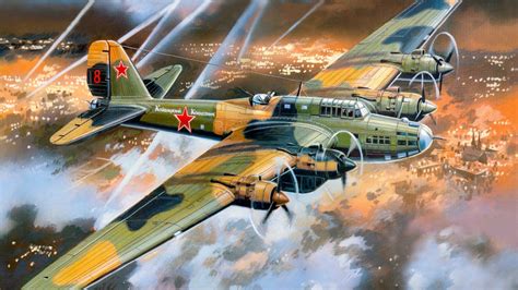 Download Wallpaper Art Aircraft Pe 8 M Soviet Four Engine Heavy