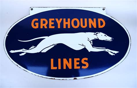 Antique Original Double Sided Porcelain Greyhound Lines Sign Carlisle