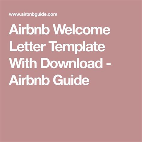 Airbnb Welcome Letter Template With Download Guide To Using Airbnb