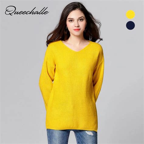 Queechalle Xxxl 4xl Plus Size Sweater For Women 2018 Autumn Winter V Neck Long Sleeve Knitted