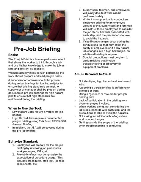 Job Briefing Form