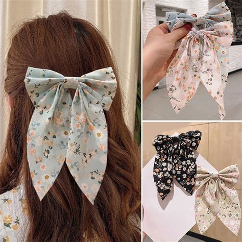 sweet floral big bowknot hair clip hairpin ribbon hairgrips chiffon butterfly barrettes headwear