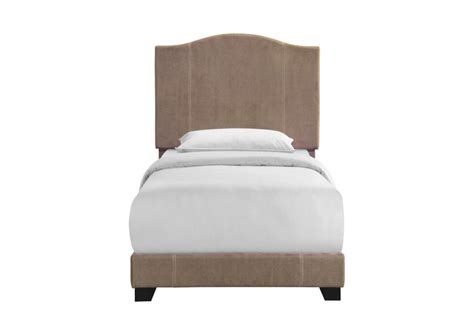 Twin Sand Stitched Camelback Upholstered Bed Living Spaces
