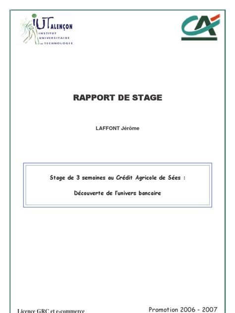 Rapport De Stage Credit Agricole France Pdf Technologie Financière