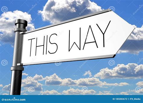 This Way Signpost With White Arrow Sky Stock Illustration