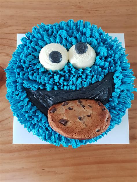 Cookie Monster Cake For My Sons Birthday Vanilla Cake With Impossibly