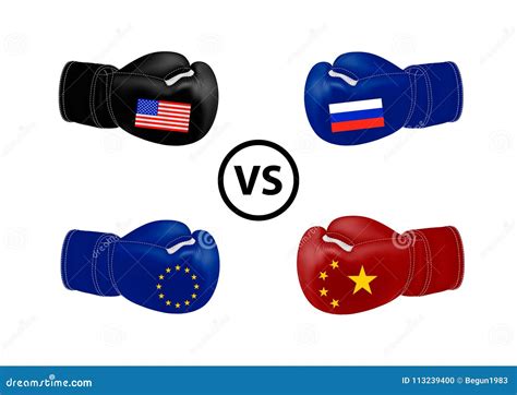 America And The European Union Against Russia And Chinavector