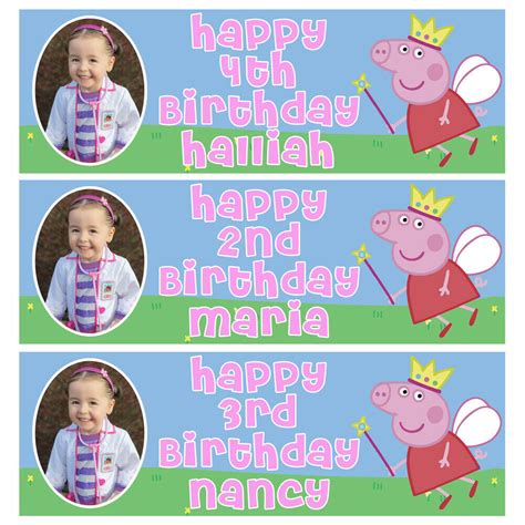 Peppa Pig Photo Personalised Birthday Banner Peppa Pig Birthday Party
