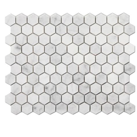 1 Hexagon Carrara White Marble Mosaic Tile Diflart