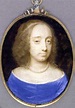 A young lady Bridget Cromwell in blue dress with white underdress ...