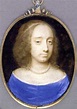 A young lady Bridget Cromwell in blue dress with white underdress ...