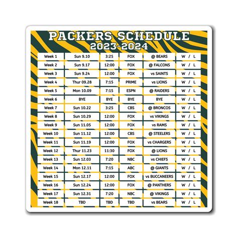 Green Bay Packers Schedule 2024 Printable
