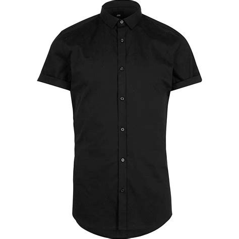 Black Muscle Fit Short Sleeve Shirt Black Shirt Outfits Shirt Outfit