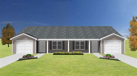 Modern duplex house plans for every type of family and budget! Duplex plan with garage - J0408-14d | PlanSource, Inc