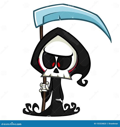 Cute Cartoon Grim Reaper Halloween Vector Illustration Stock Vector