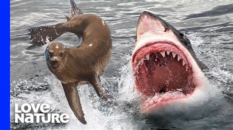 Great White Shark Eating Seal