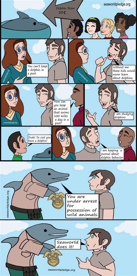 Seaworld Pledge Comic Strip Dolphin Arrests Guy Holding A Dolphin In