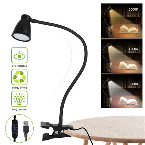 Eeekit Led Clip Book Light Clamp Desk Lamp Dimmable Reading Light