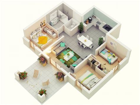 25个三居室户型3d布局效果图 创新家居设计展示 筑龙室内设计论坛