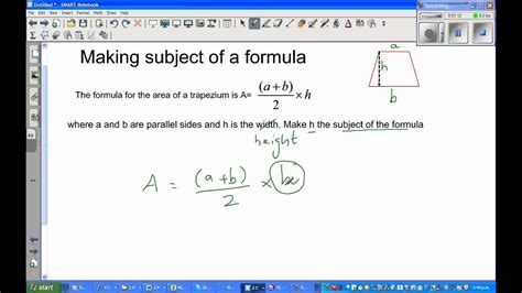 Making Subject Of A Formula A Ab2 H Making H The Subject Youtube