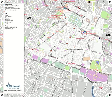 14th arrondissement of Paris map - Map of 14th arrondissement of Paris (France)