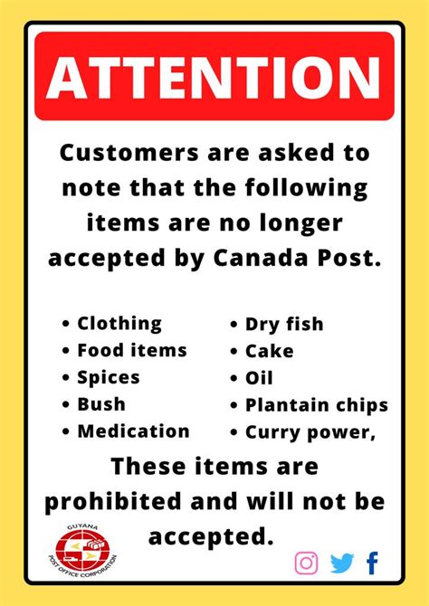 Prohibited Items Guyana Post Office Corporation
