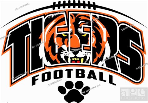 Tigers Football Team Design With Mascot Face For School College Or