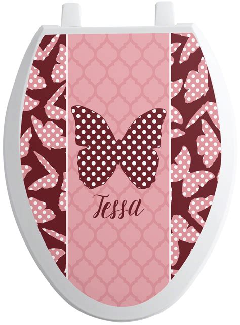 Polka Dot Butterfly Toilet Seat Decal Elongated Personalized