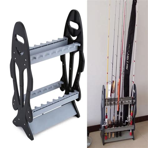 Lightweight Fishing Rod Pole Holder Stand Organizer Rack For 16 Rods