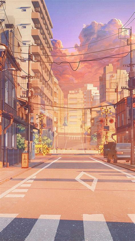 Aesthetic Anime Town 0w0 Calming Street Sunset Thanks Hd Phone