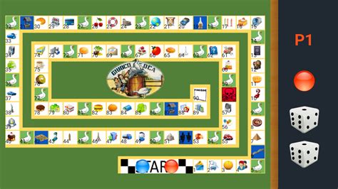 Cada jugador avanza su ficha por un tablero en forma de espiral con 63 casillas con dibujos. Juego de la oca 2