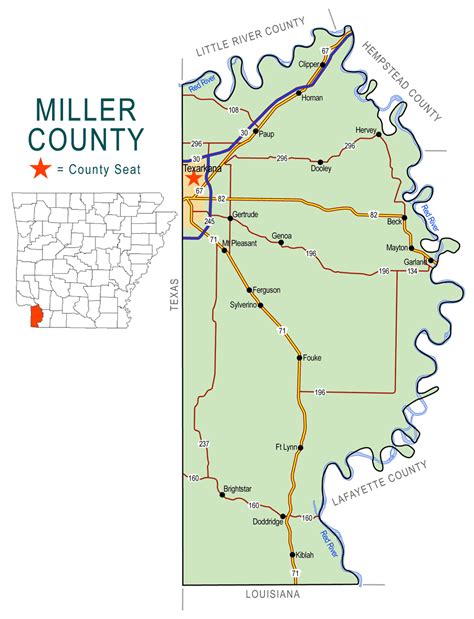 Miller County Map Encyclopedia Of Arkansas
