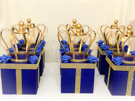 Royal Prince Crown Centerpiece Box Tall Royal Blue And Gold With Etsy