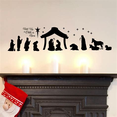 Christmas Nativity Scene Silhouette Wall Decal Sticker Vinyl Vinyl