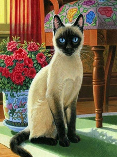 Averigua lo que alexa moreno (alexamoreno71) ha descubierto en pinterest, la mayor colección de ideas del mundo. Paint by Number Kit - Siamese Cat in Vintage Living room ...
