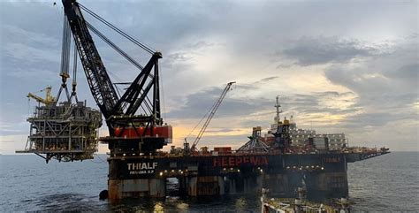 Heeremas Thialf Installs Cassia C Platform Offshore Trinidad And