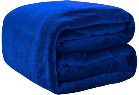 Rohi Fleece Throw Blankets Double Size Super Soft Fluffy Faux Fur Warm Solid Royal Blue Bed