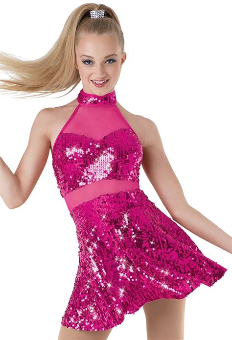 Mesh Inset Sequin Dress Pretty Dance Costumes Pink Dance Costumes Dance Outfits