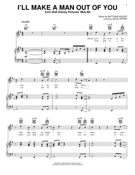 I'm never gonna catch, my breath. Download I'll Make A Man Out Of You Sheet Music By David ...