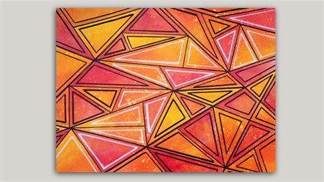 Geometric Abstract Painting With Acrylic Paint And Paint Markers Tutorial