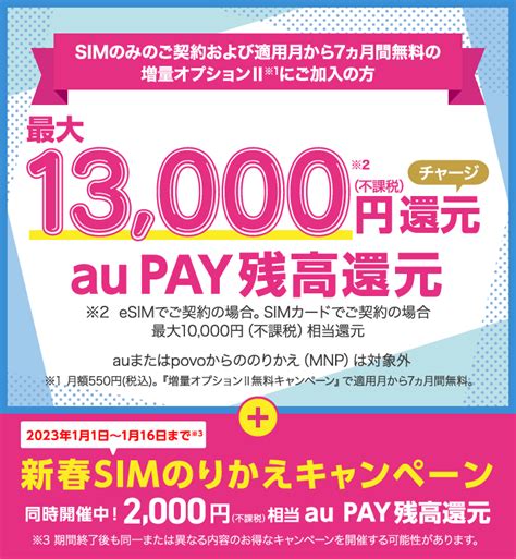 Au Pay残高還元｜【公式】uq Mobile オンラインショップ